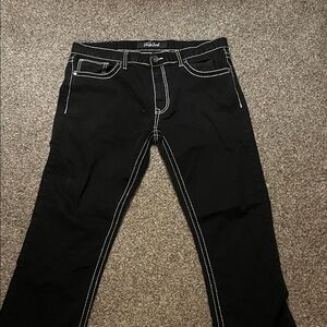 Black True Luck Jeans with White Stitching